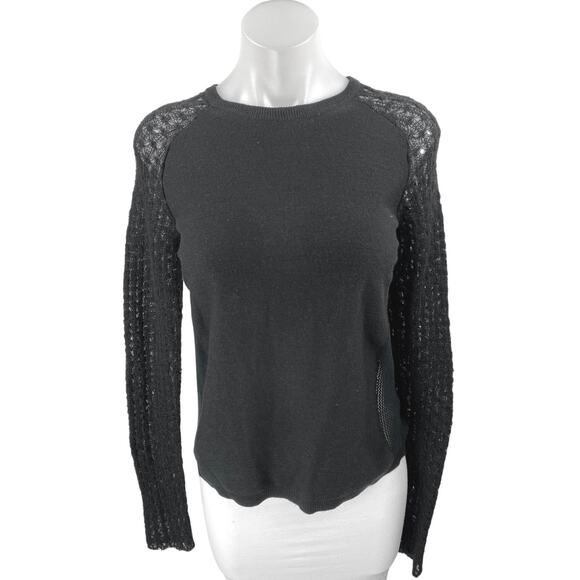 Tildon Women's Black Long Sleeve Open Back Mesh Knit Pullover Sweater Top Size S - Picture 2 of 6